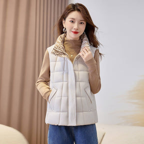 Women's Quilted Stand-Collar Zip-Up Vest | Sophie in Cream - Juana Fashion