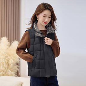 Women's Quilted Stand-Collar Zip-Up Vest | Sophie in Cream - Juana Fashion