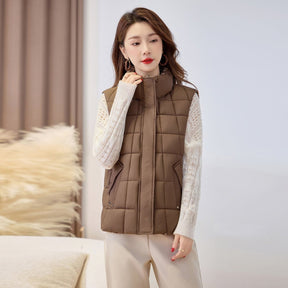 Women's Quilted Stand-Collar Zip-Up Vest | Sophie in Black - Juana Fashion