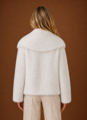 Women's Faux Fur Winter Coat | Mirella in White - Juana Fashion