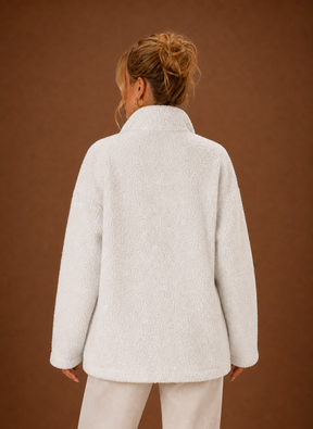 Women's Sherpa Zip-Up Jacket | Natalia in Black - Juana Fashion