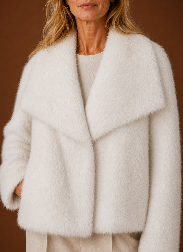 Women's Faux Fur Winter Coat | Mirella in Light Gray - Juana Fashion