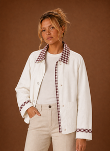 Women's Plaid Collared Jacket | Bianca in Blue - Juana Fashion