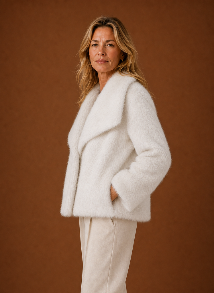 Women's Faux Fur Winter Coat | Mirella in White - Juana Fashion