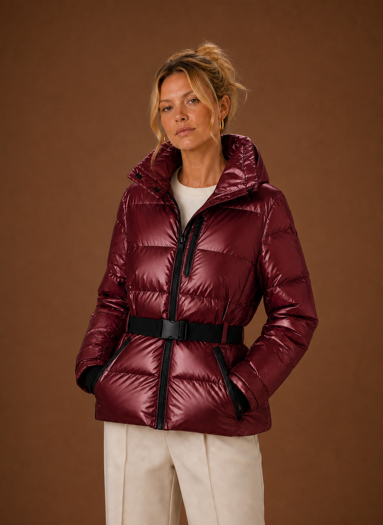 Women's Metallic Hooded Quilted Jacket | Olivia in Silver - Juana Fashion