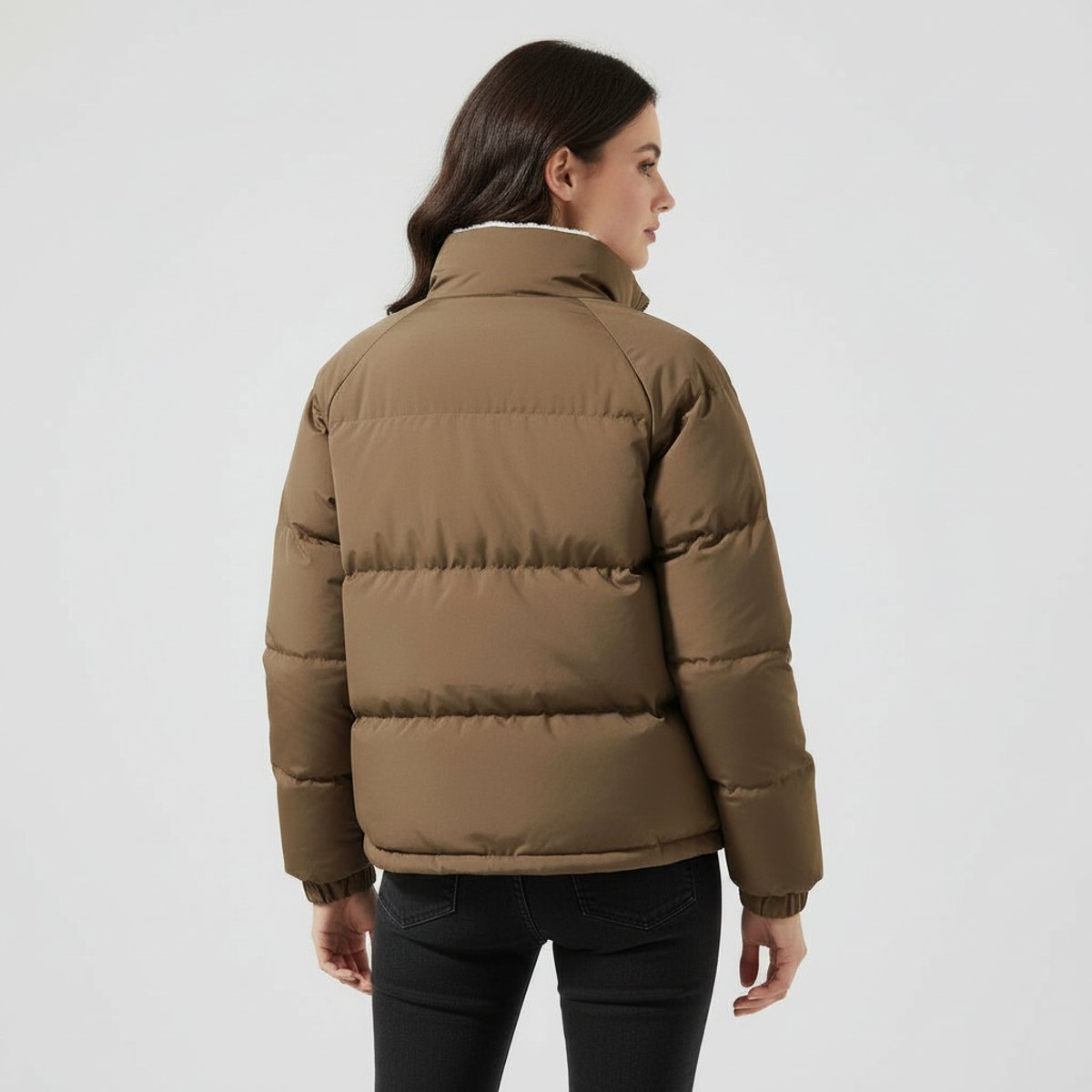 Women's Hooded Quilted Fleece Jacket | Charlotte in Brown - Juana Fashion