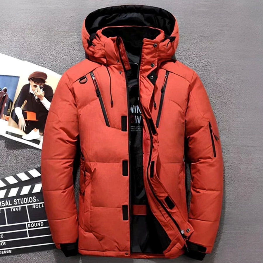 Women's Insulated Hooded Jacket with Zippered Pockets | Greta in Red - Juana Fashion