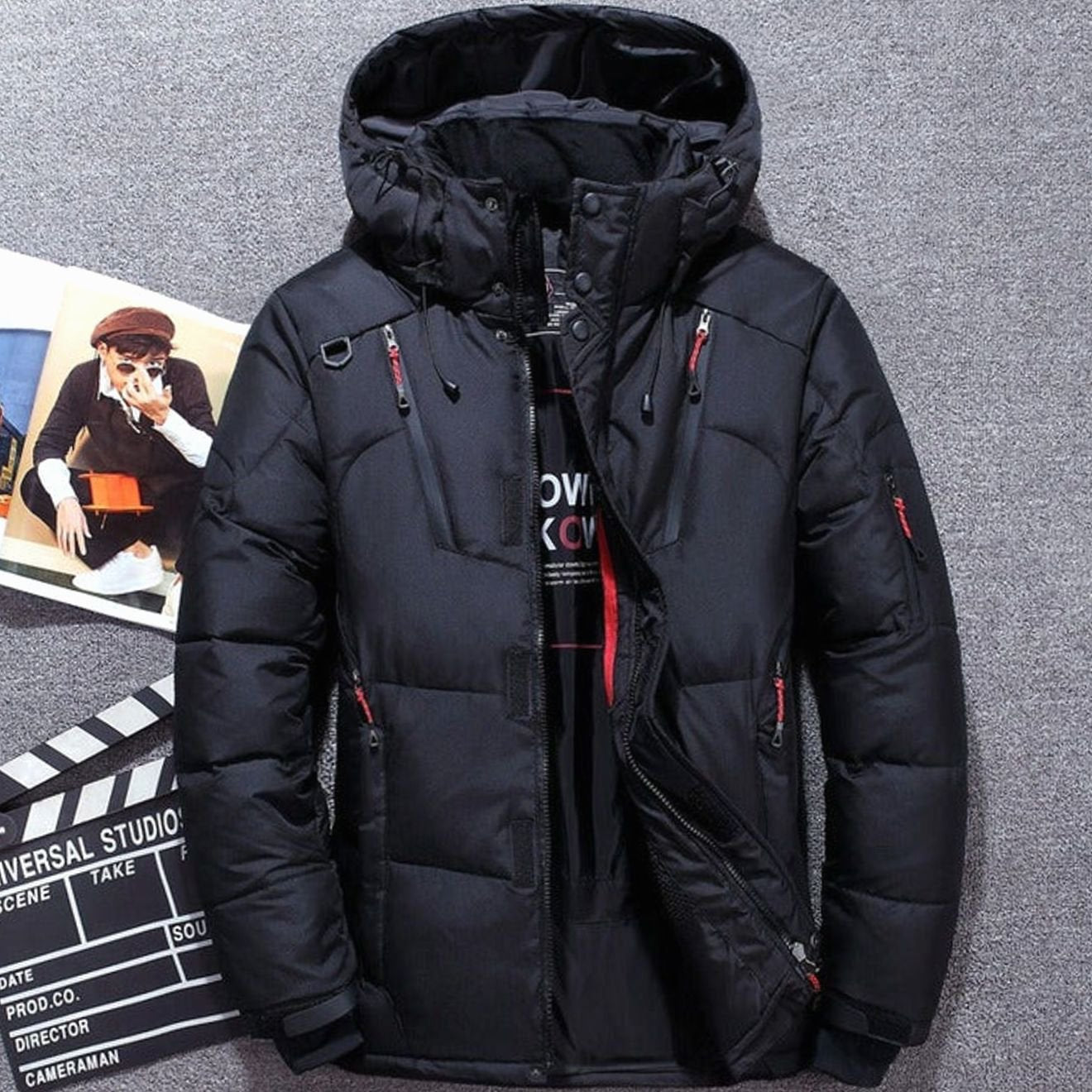 Women's Insulated Hooded Jacket with Zippered Pockets | Greta in Red - Juana Fashion