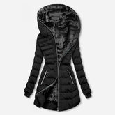 Women's Quilted Jacket with Fleece Lining | Annika in Black - Juana Fashion