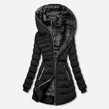Women's Quilted Jacket with Fleece Lining | Annika in Black - Juana Fashion
