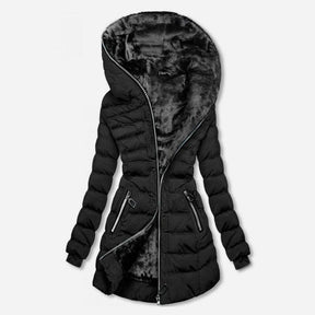 Women's Quilted Jacket with Fleece Lining | Annika in Black - Juana Fashion