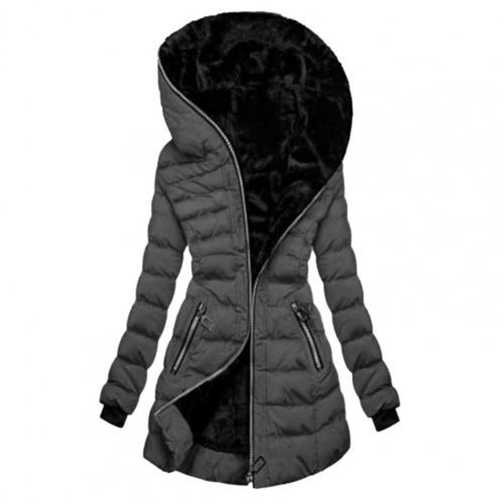 Women's Quilted Jacket with Fleece Lining | Annika in Black - Juana Fashion