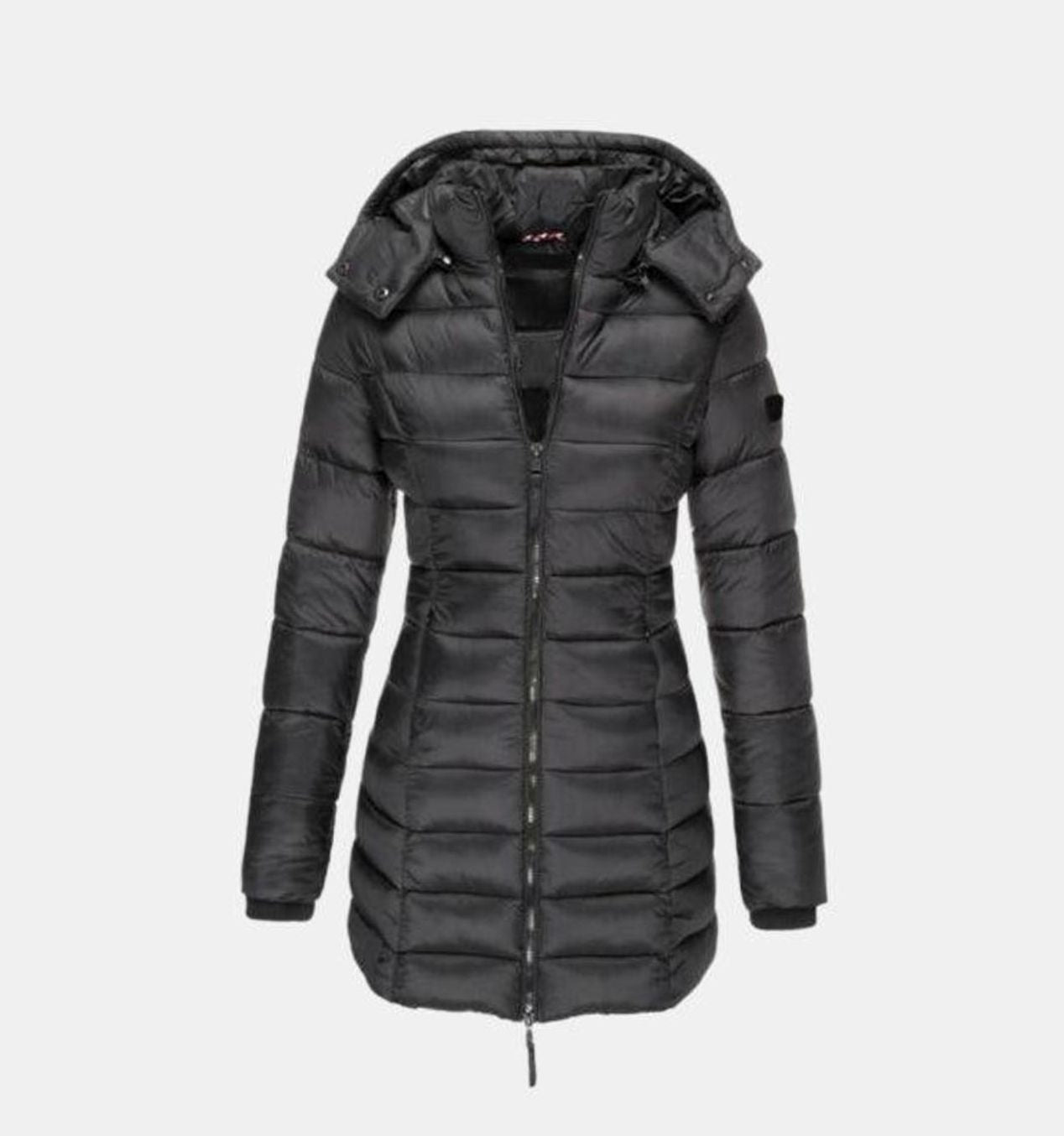 Women's Long Hooded Quilted Coat | Charlotte in Black - Juana Fashion