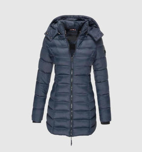 Women's Long Hooded Quilted Coat | Charlotte in Black - Juana Fashion