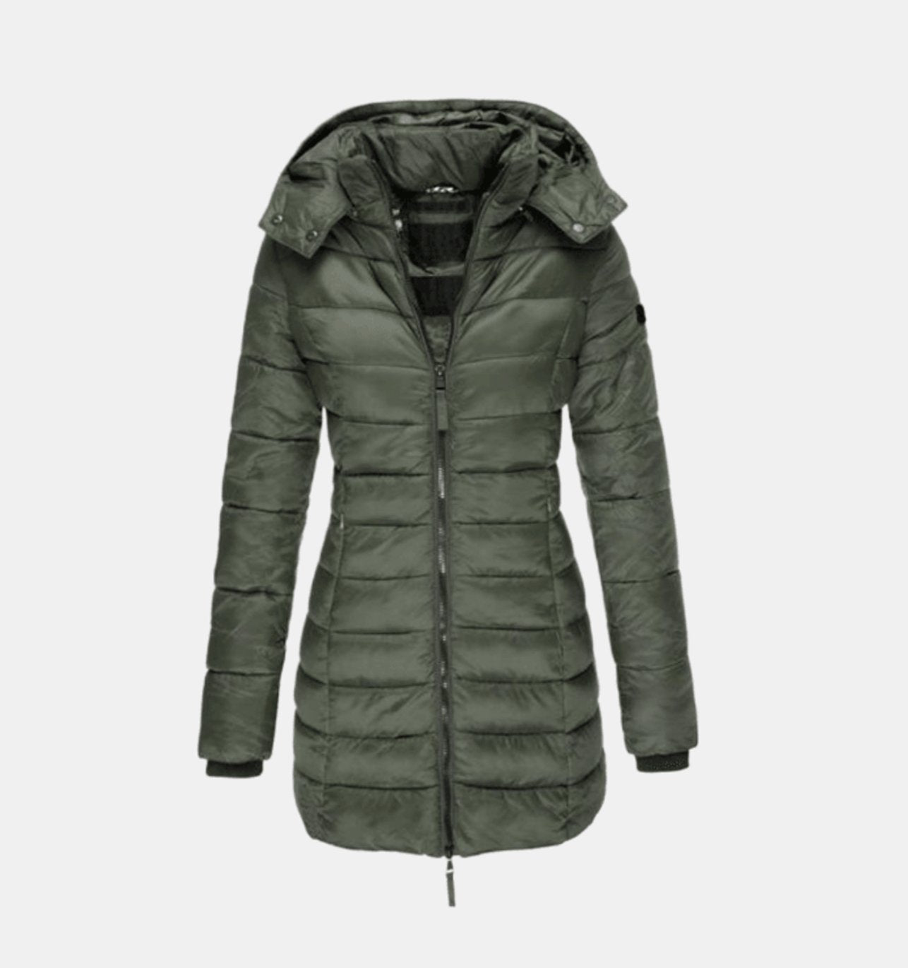 Women's Long Hooded Quilted Coat | Charlotte in Black - Juana Fashion