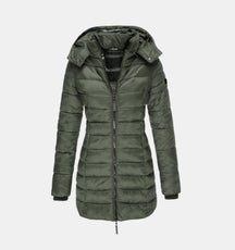 Women's Long Hooded Quilted Coat | Charlotte in Black - Juana Fashion
