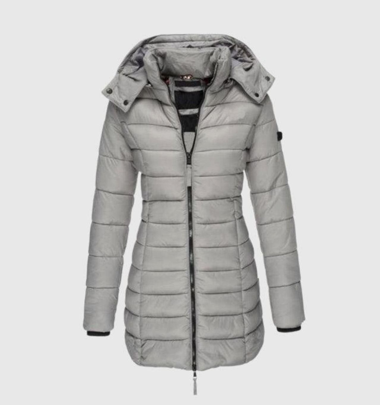 Women's Long Hooded Quilted Coat | Charlotte in Black - Juana Fashion