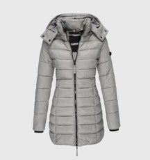 Women's Long Hooded Quilted Coat | Charlotte in Black - Juana Fashion