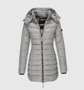 Women's Long Hooded Quilted Coat | Charlotte in Black - Juana Fashion