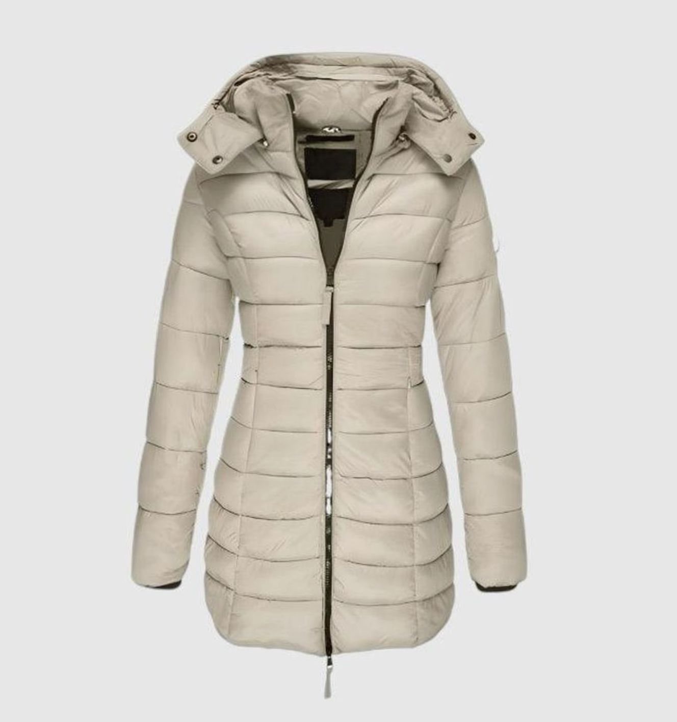 Women's Long Hooded Quilted Coat | Charlotte in Blue - Juana Fashion