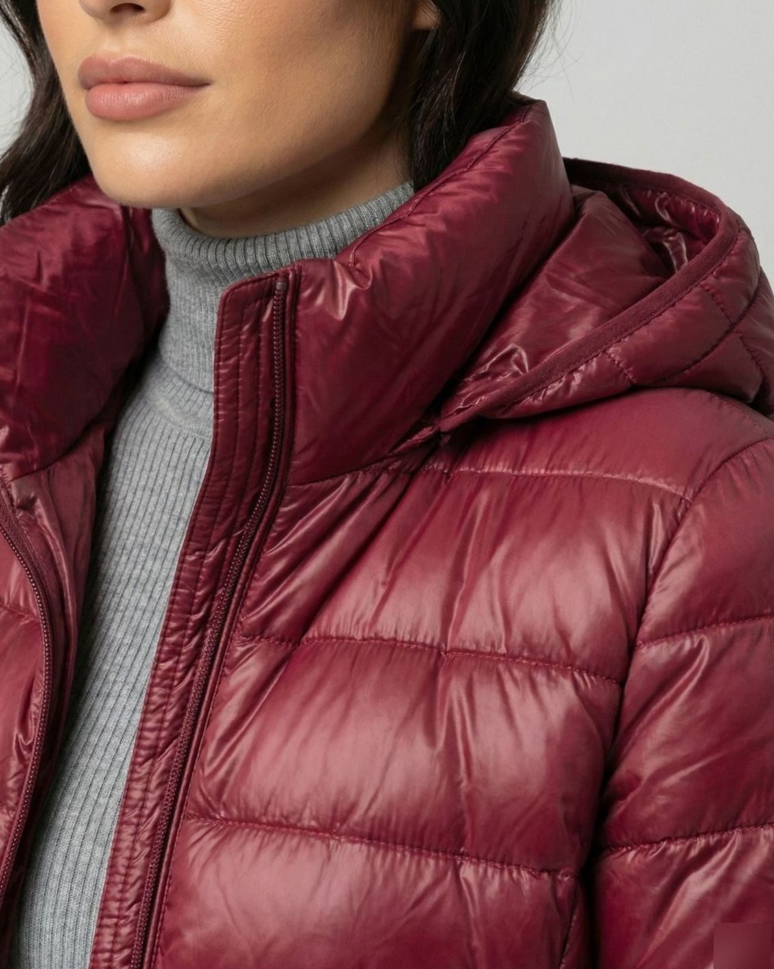 Women's Lightweight Fitted Hooded Down Jacket | Johanna in Blue - Juana Fashion