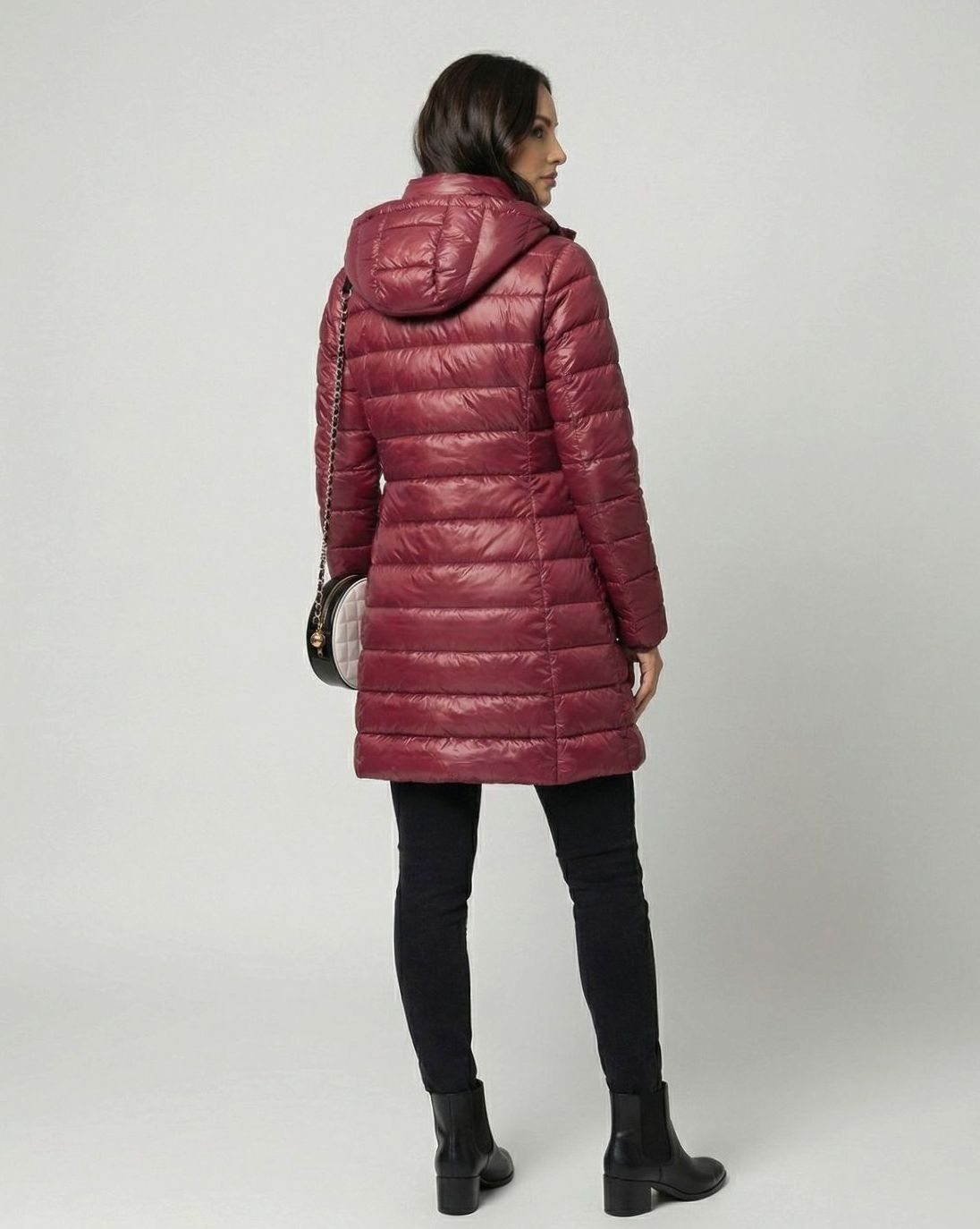 Women's Lightweight Fitted Hooded Down Jacket | Johanna in Blue - Juana Fashion
