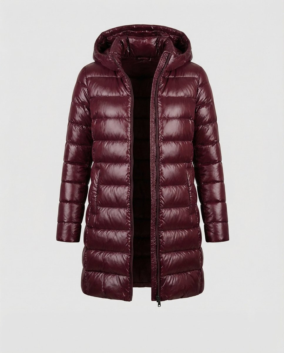 Women's Ultralight Fitted Hooded Down Jacket | Annika in Blue - Juana Fashion