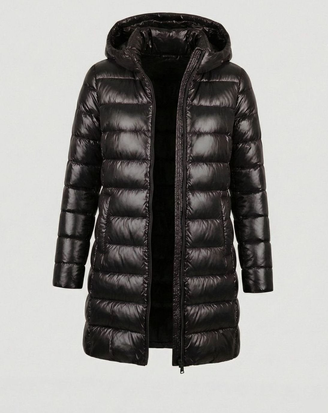 Women's Lightweight Fitted Hooded Down Jacket | Johanna in Burgundy - Juana Fashion