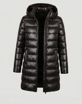 Women's Lightweight Fitted Hooded Down Jacket | Johanna in Burgundy - Juana Fashion
