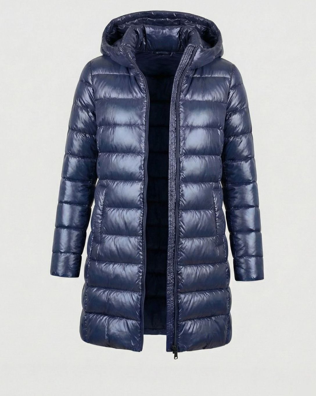 Women's Lightweight Fitted Hooded Down Jacket | Johanna in Burgundy - Juana Fashion