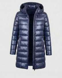 Women's Lightweight Fitted Hooded Down Jacket | Johanna in Burgundy - Juana Fashion