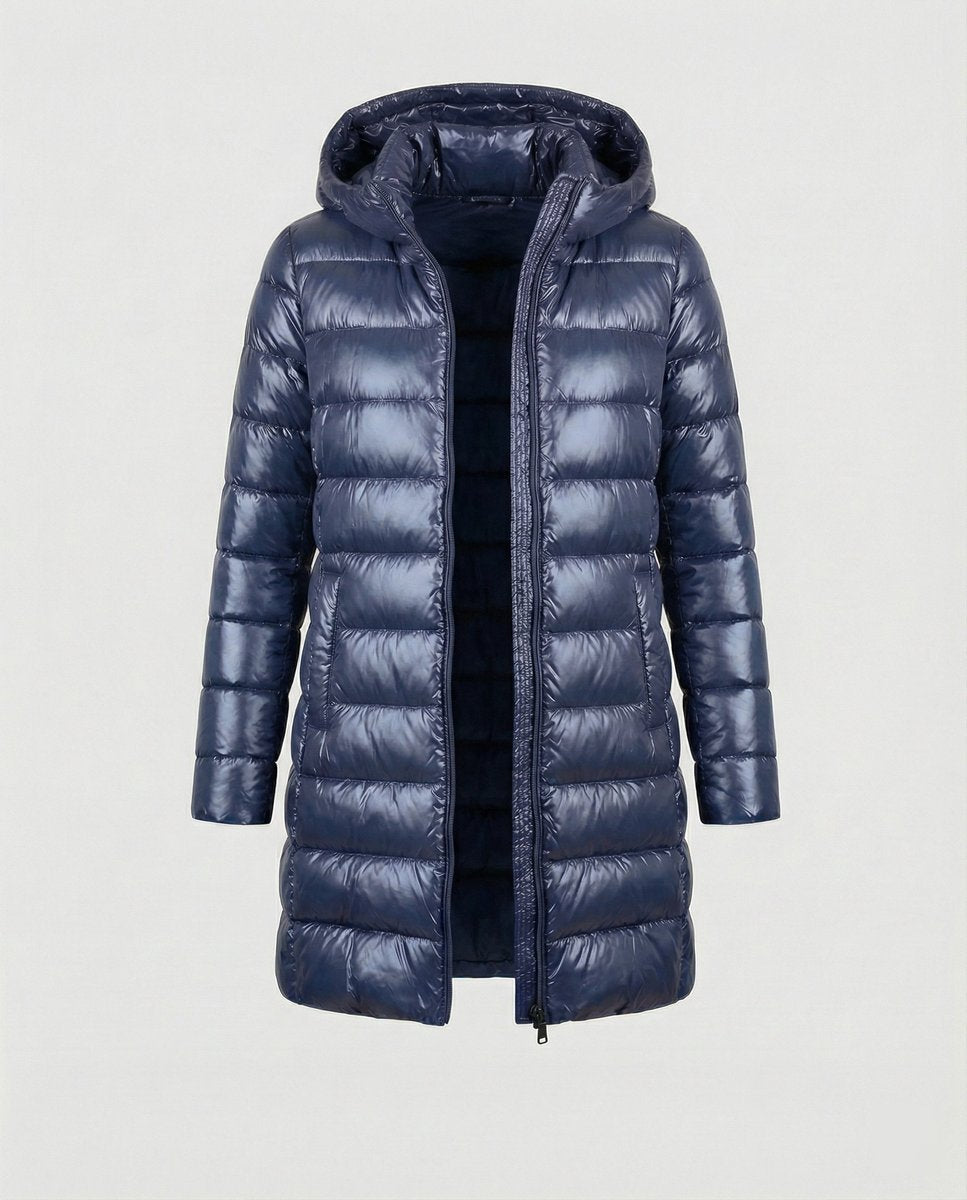 Women's Ultralight Fitted Hooded Down Jacket | Annika in Burgundy - Juana Fashion
