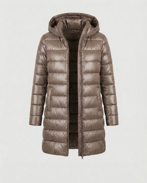 Women's Ultralight Fitted Hooded Down Jacket | Annika in Burgundy - Juana Fashion