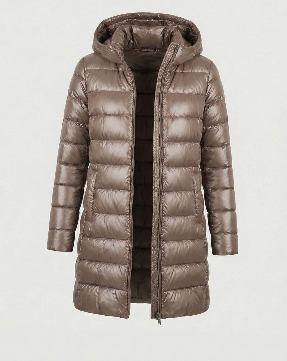 Women's Lightweight Fitted Hooded Down Jacket | Johanna in Burgundy - Juana Fashion