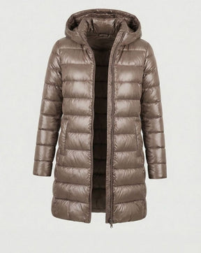 Women's Lightweight Fitted Hooded Down Jacket | Johanna in Burgundy - Juana Fashion