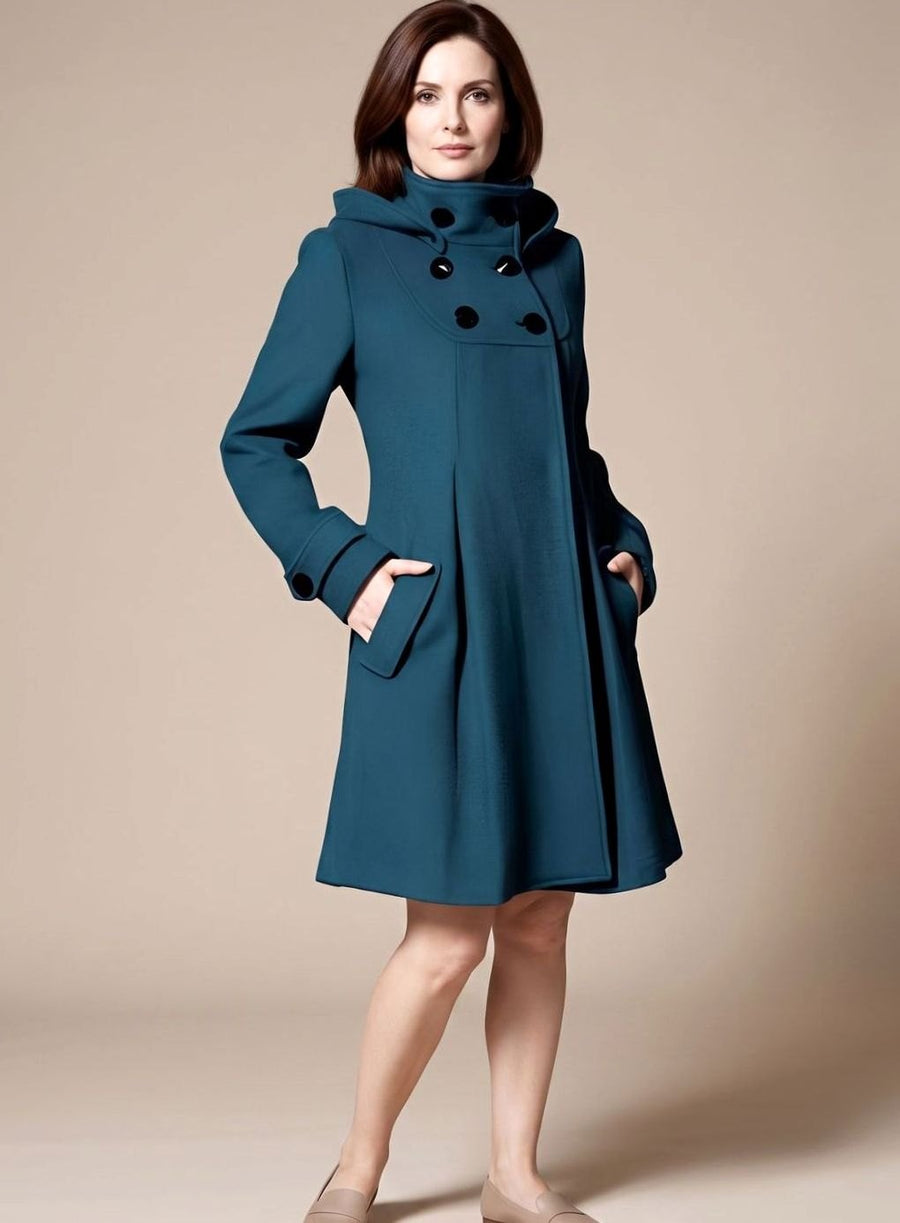 Women's Tailored Coat with Pockets | Leonie in Dark Green - Juana Fashion