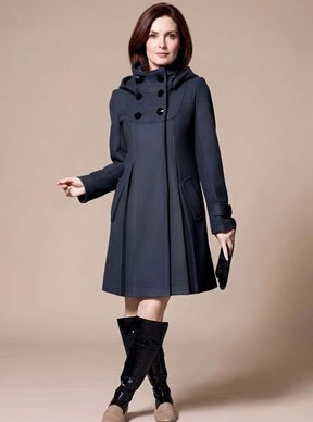 Women's Tailored Coat with Pockets | Leonie in Dark Green - Juana Fashion