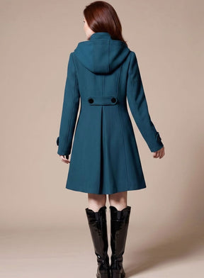 Women's Tailored Coat with Pockets | Leonie in Dark Green - Juana Fashion