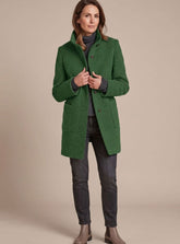 Women's Wool-Blend Stand-Collar Coat | Leonie in Green - Juana Fashion