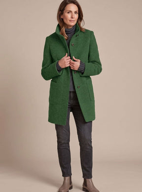 Women's Wool-Blend Stand-Collar Coat | Leonie in Green - Juana Fashion
