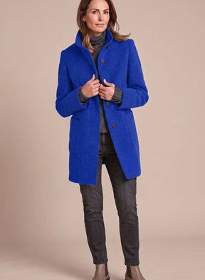 Women's Wool-Blend Stand-Collar Coat | Leonie in Green - Juana Fashion
