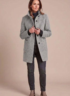 Women's Wool-Blend Stand-Collar Coat | Leonie in Green - Juana Fashion
