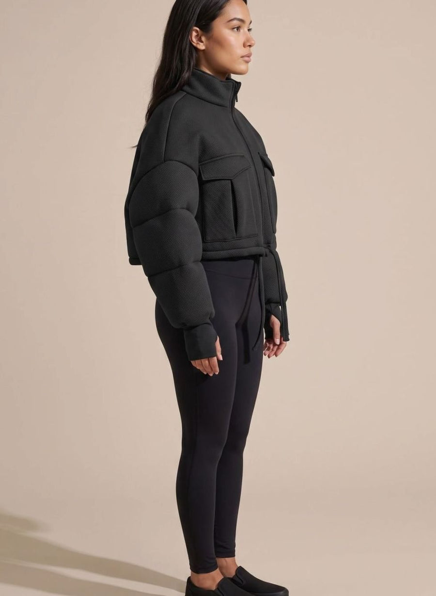 Women's Cropped Zip-Up Jacket with Cargo Pockets | Emilia in Black - Juana Fashion
