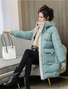 Women's Long Hooded Quilted Parka | Elisabeth in Black - Juana Fashion