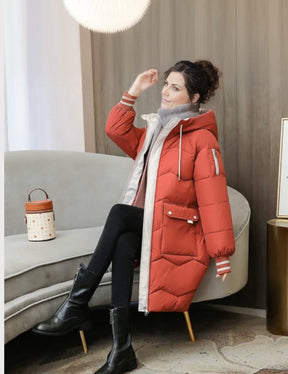 Women's Long Hooded Quilted Parka | Elisabeth in Black - Juana Fashion