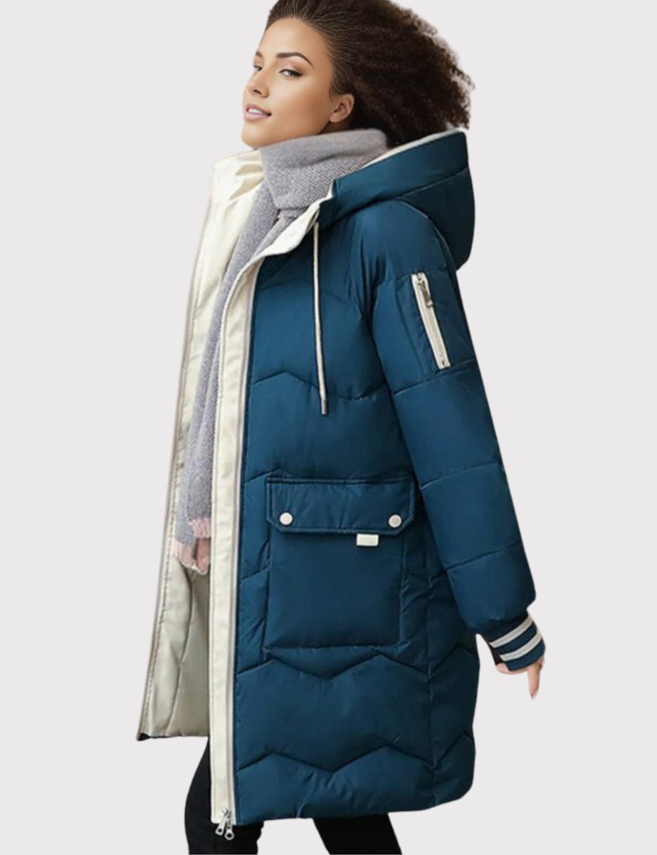 Women's Long Hooded Quilted Parka | Elisabeth in Black - Juana Fashion