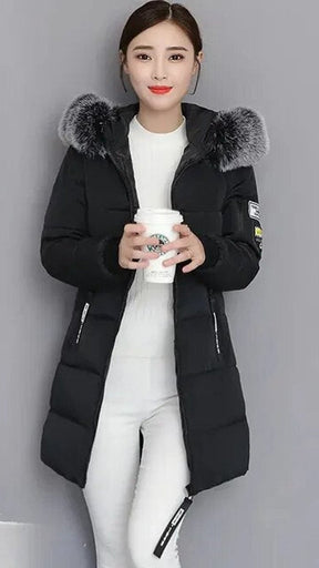 Women's Long Parka with Faux Fur Trim | Clara in Red - Juana Fashion