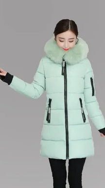 Women's Long Parka with Faux Fur Trim | Clara in Red - Juana Fashion