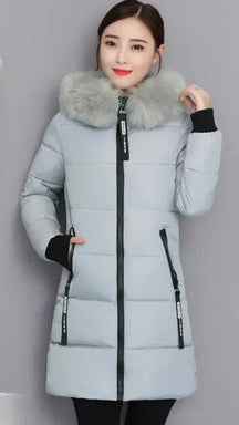 Women's Long Parka with Faux Fur Trim | Clara in Red - Juana Fashion