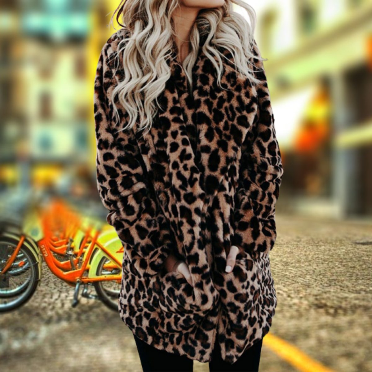 Women's Leopard Print Faux Fur Coat | Annika in Leopard Print - Juana Fashion